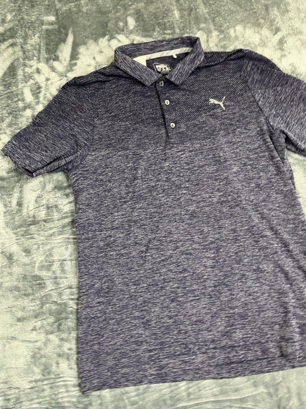 Puma Mens Heathered Golf Polo Shirt M Purple Lightweight Stretch Performance - Picture 3 of 11
